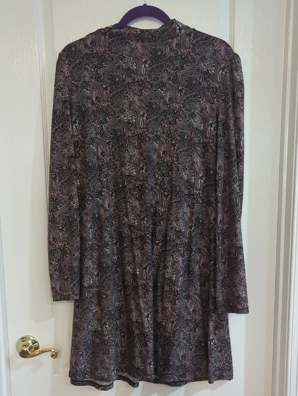 SO Purple Paisley-Print Long Sleeve Dress XL